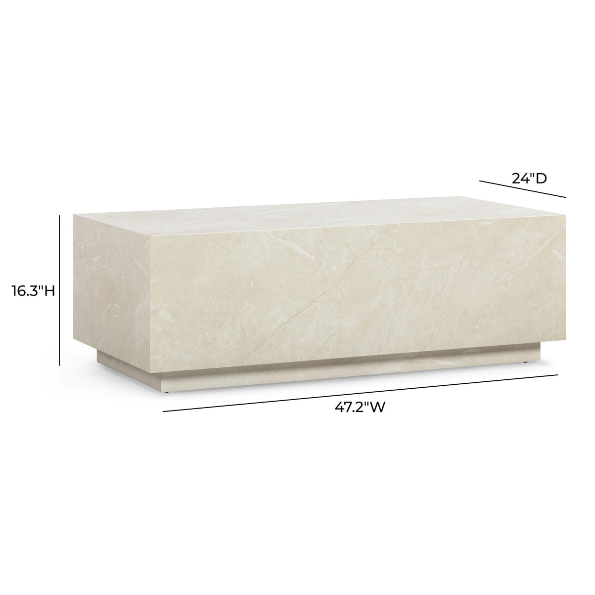 Romy 47" Cream Travertine Coffee Table by TOV Furniture – photo 7 of 9