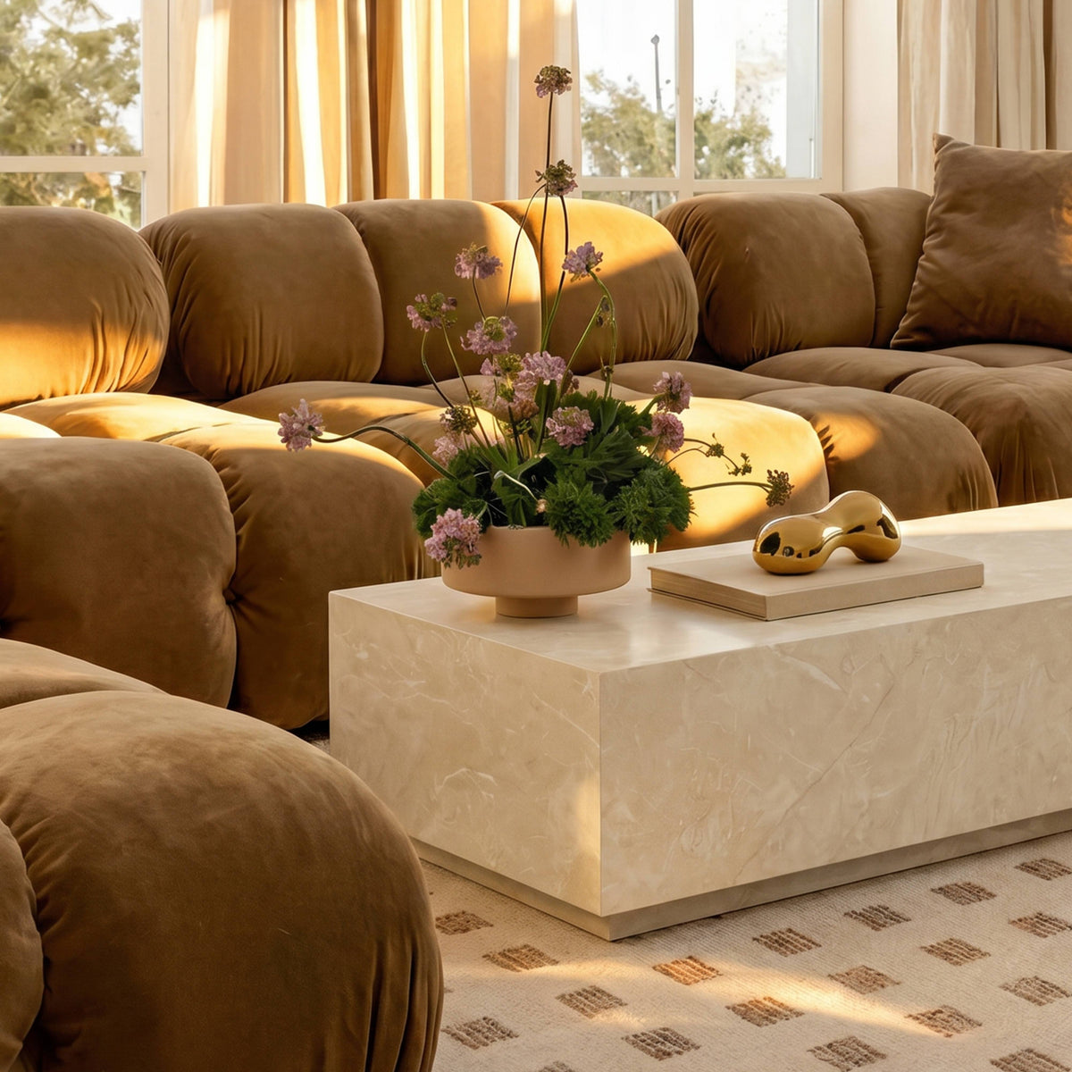Romy 47" Cream Travertine Coffee Table by TOV Furniture – photo 9 of 9