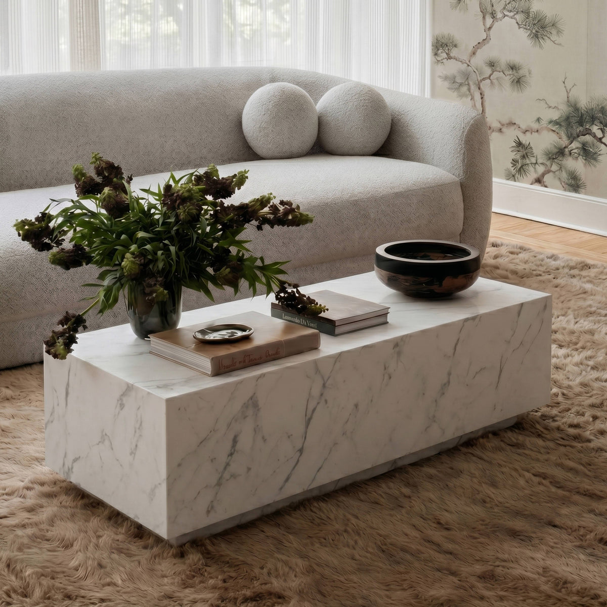 Romy 47" White Marble Coffee Table by TOV Furniture – photo 2 of 9