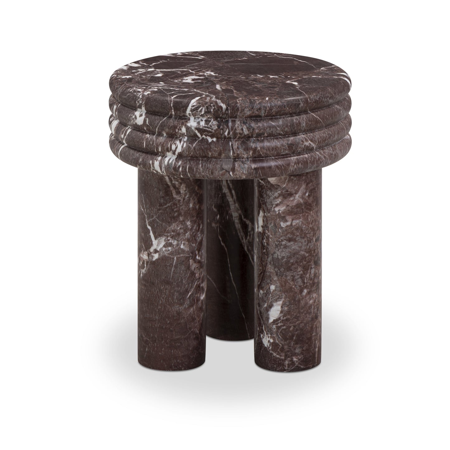 Delta Concrete Indoor/Outdoor Round Side Table Red Levanto by Tov Furniture