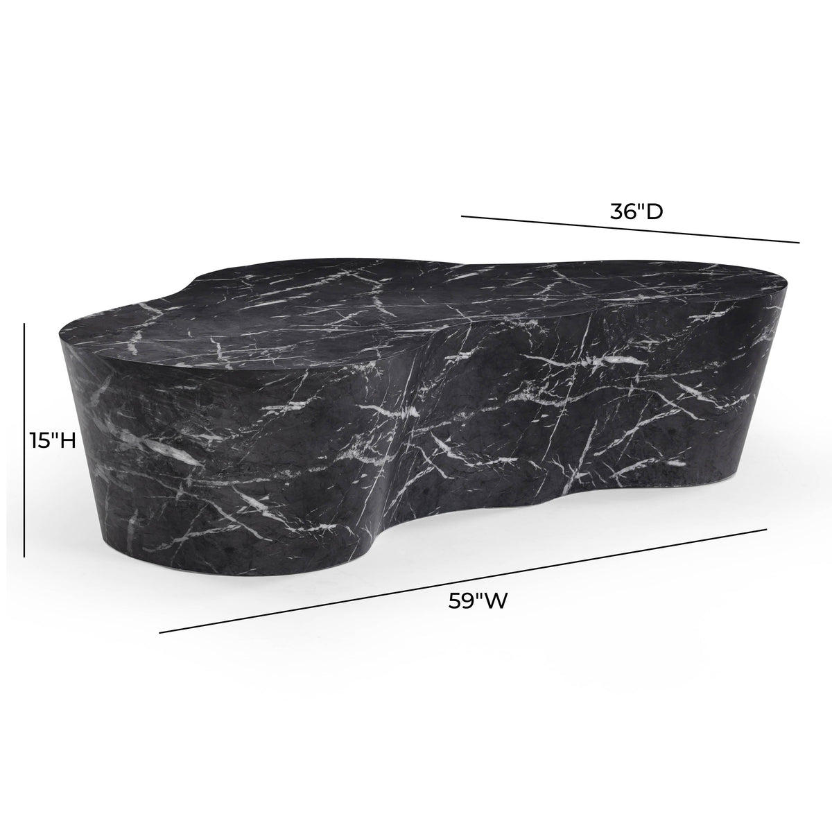 Slab Black Marble 59" Concrete Indoor/Outdoor Coffee Table by TOV Furniture – photo 9 of 9