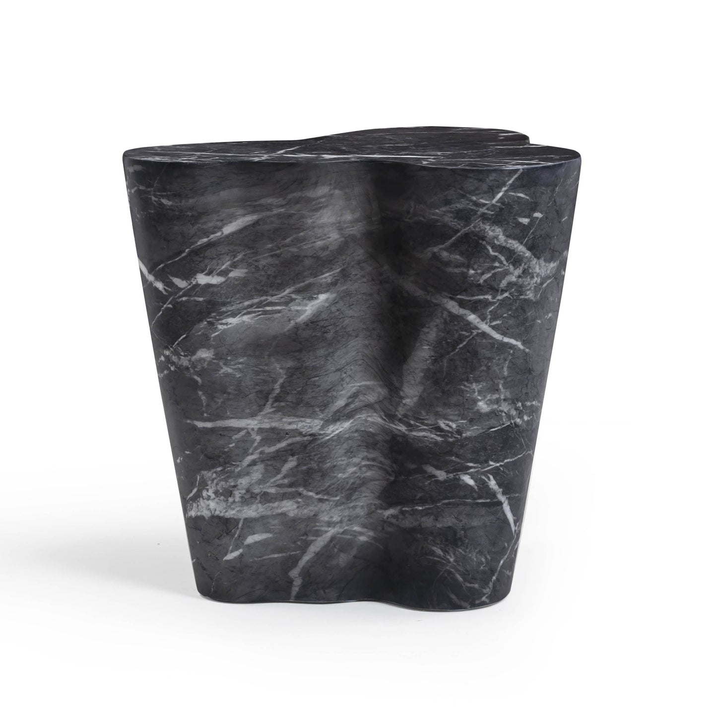 Slab Concrete Indoor/Outdoor Side Table (18"-22") Black Marble Tall by Tov Furniture