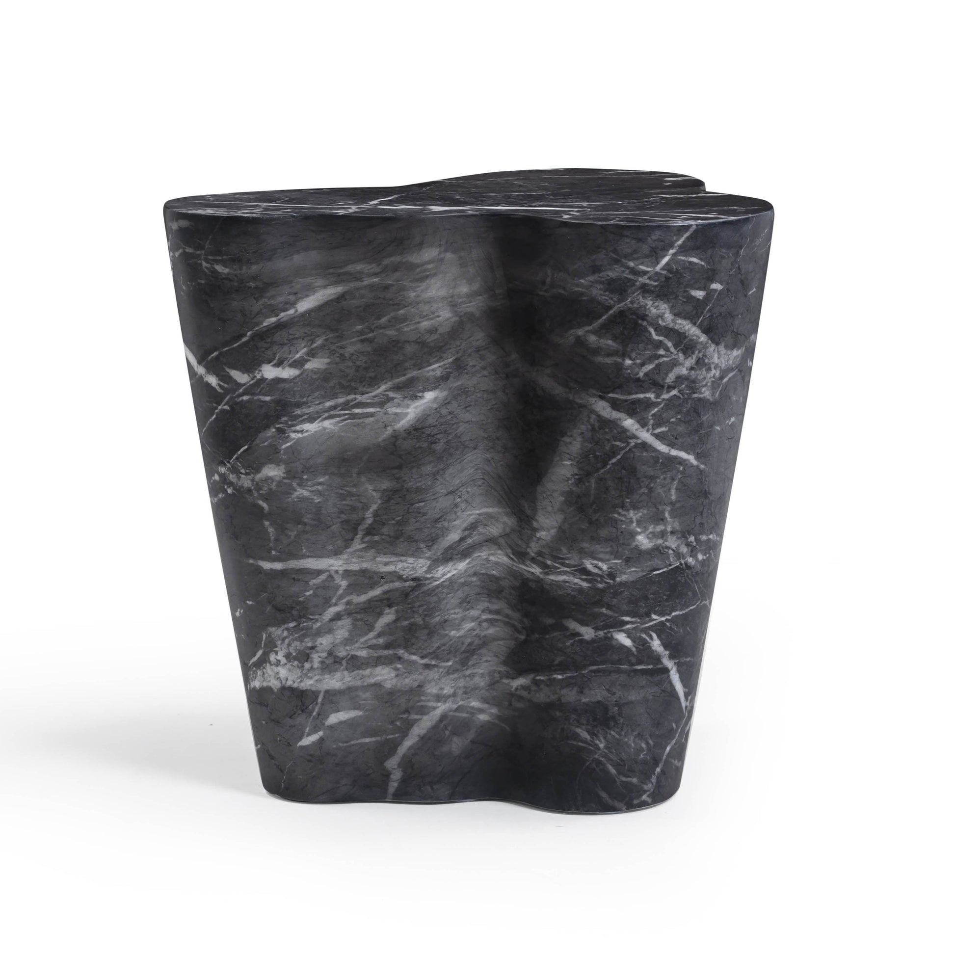 Slab Concrete Indoor/Outdoor Side Table (18"-22") Black Marble Tall by Tov Furniture