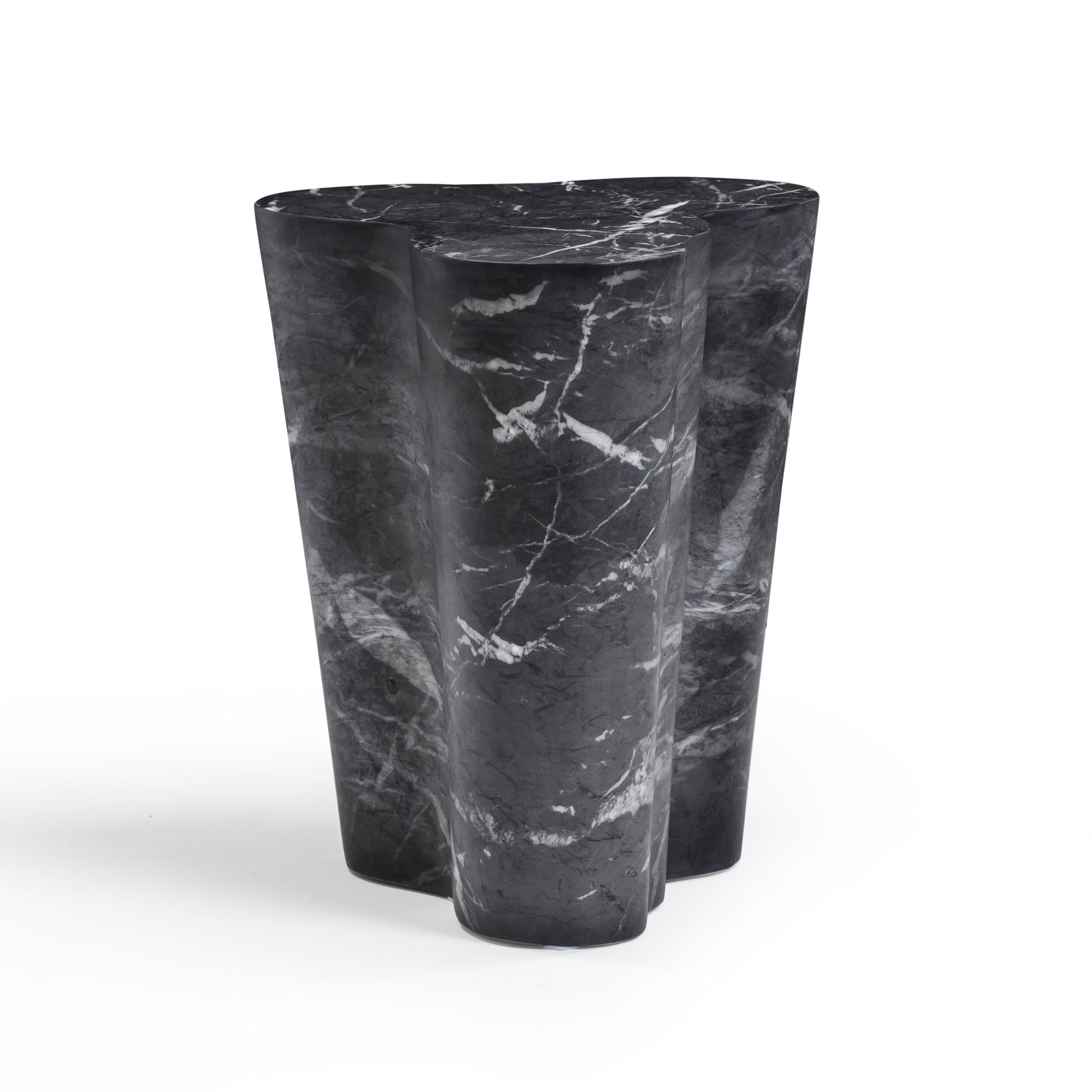 Slab Concrete Indoor/Outdoor Side Table (18"-22") Black Marble Tall by Tov Furniture