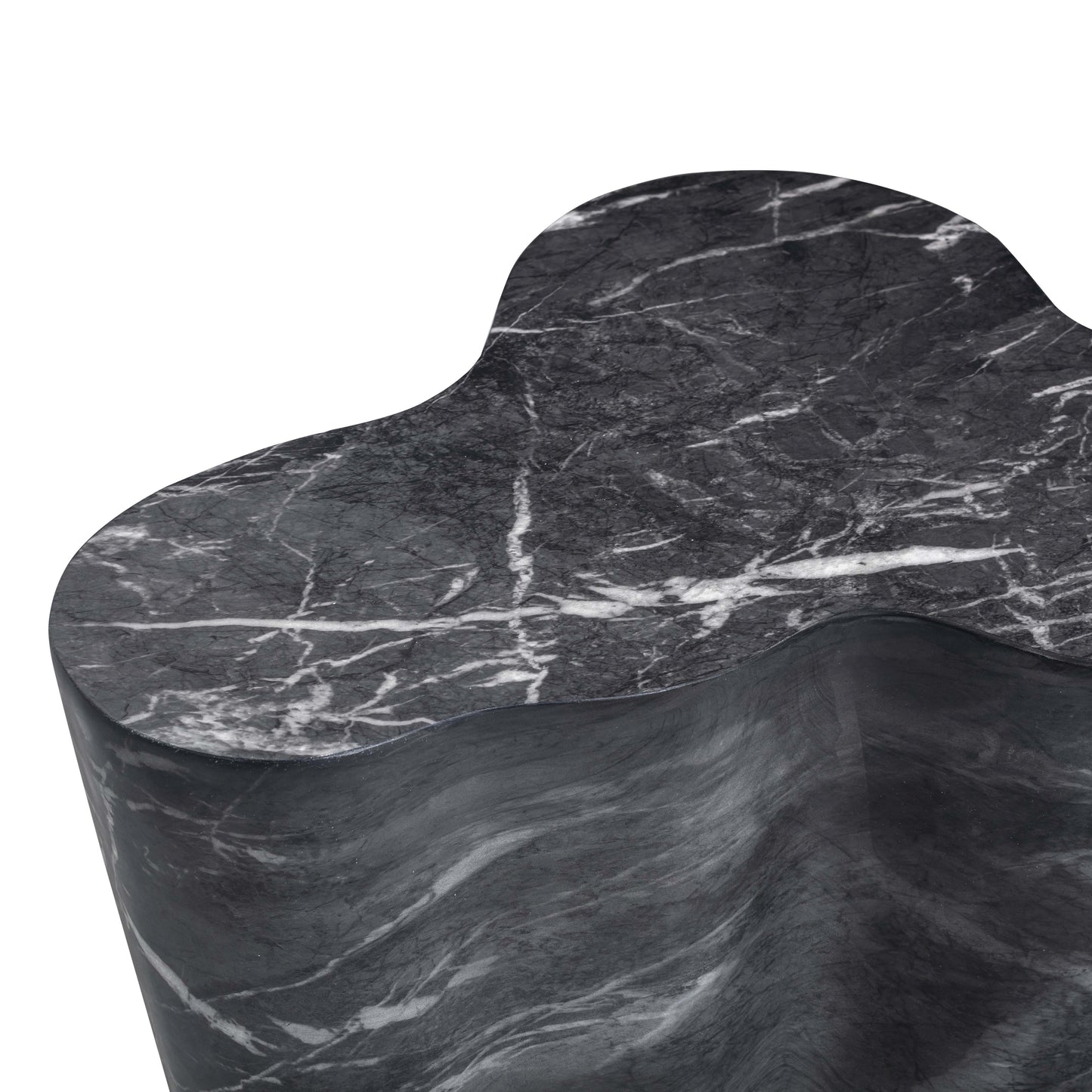 Slab Concrete Indoor/Outdoor Side Table (18"-22") Black Marble Tall by Tov Furniture