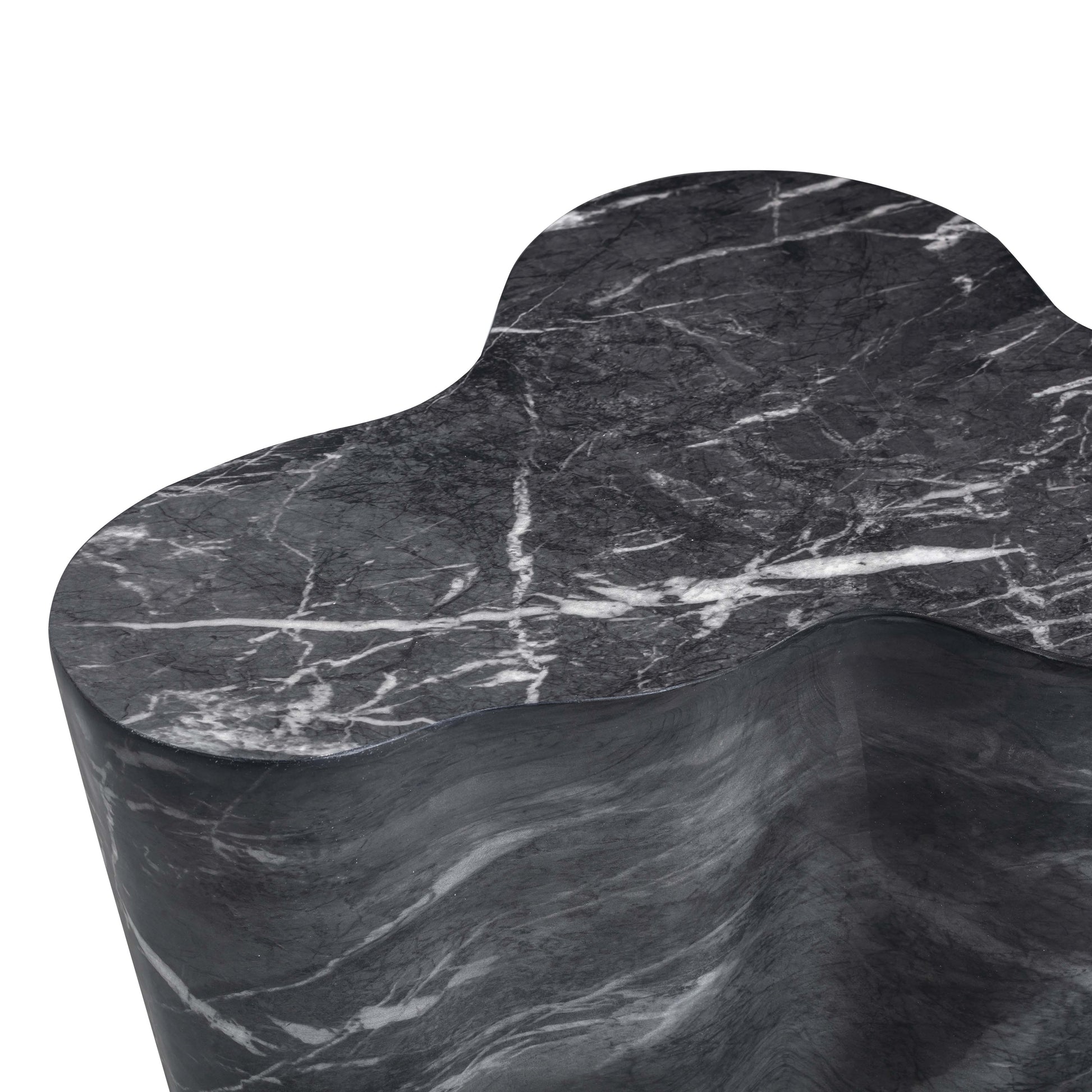 Slab Concrete Indoor/Outdoor Side Table (18"-22") Black Marble Tall by Tov Furniture