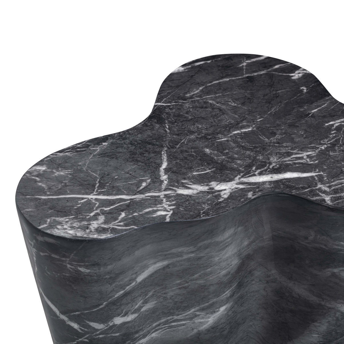 Slab Black Marble Concrete Indoor/Outdoor Side Table (18"-22") by TOV Furniture – photo 6 of 8