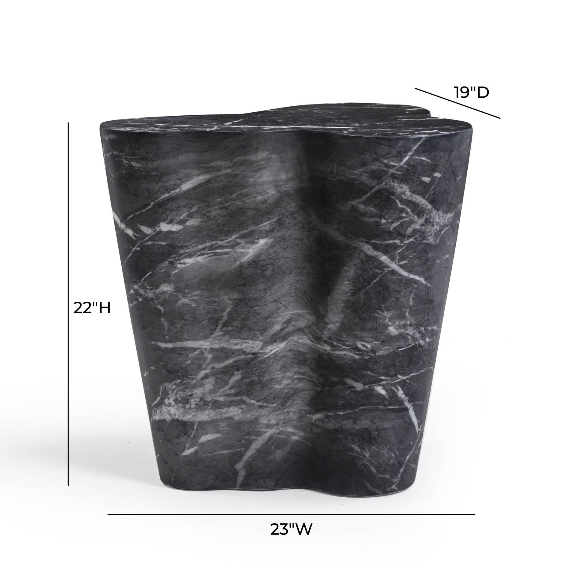 Slab Concrete Indoor/Outdoor Side Table (18"-22") Black Marble Tall by Tov Furniture