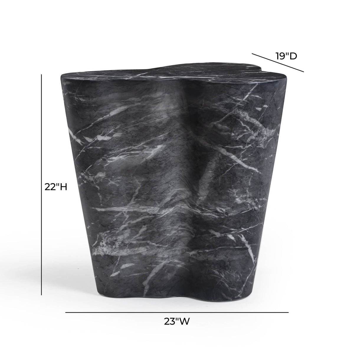 Slab Black Marble Concrete Indoor/Outdoor Side Table (18"-22") by TOV Furniture – photo 8 of 8