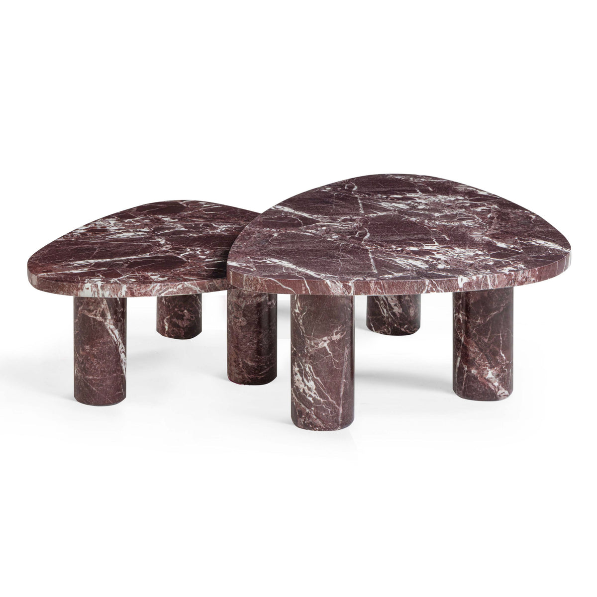 Libby 2-Piece Faux Red Levanto Marble Indoor/Outdoor Nesting Coffee Table Set by TOV Furniture – photo 3 of 5
