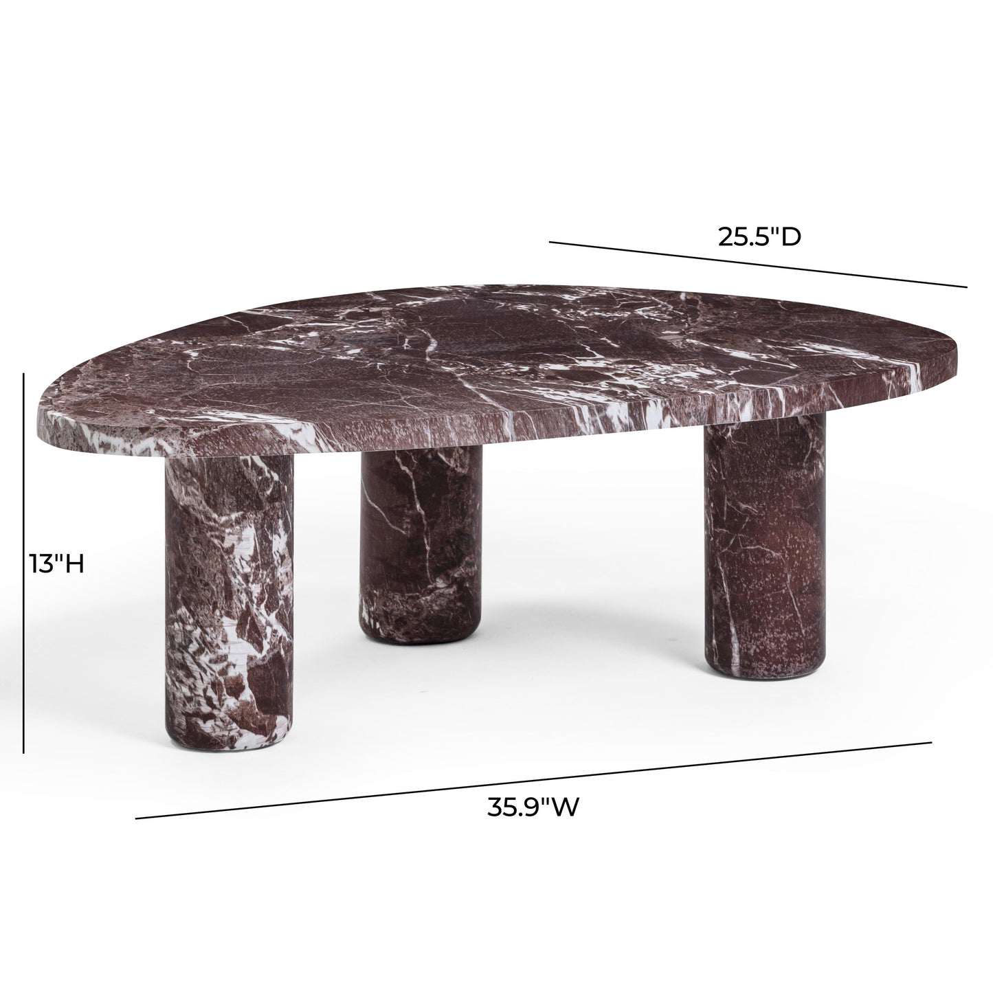 Libby Faux Red Levanto Marble Indoor/Outdoor Coffee Table (36"-48") Red Levanto 36" by Tov Furniture