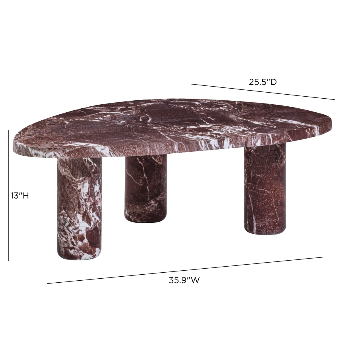 Libby 36" Faux Red Levanto Marble Indoor/Outdoor Coffee Table by TOV Furniture – photo 8 of 9