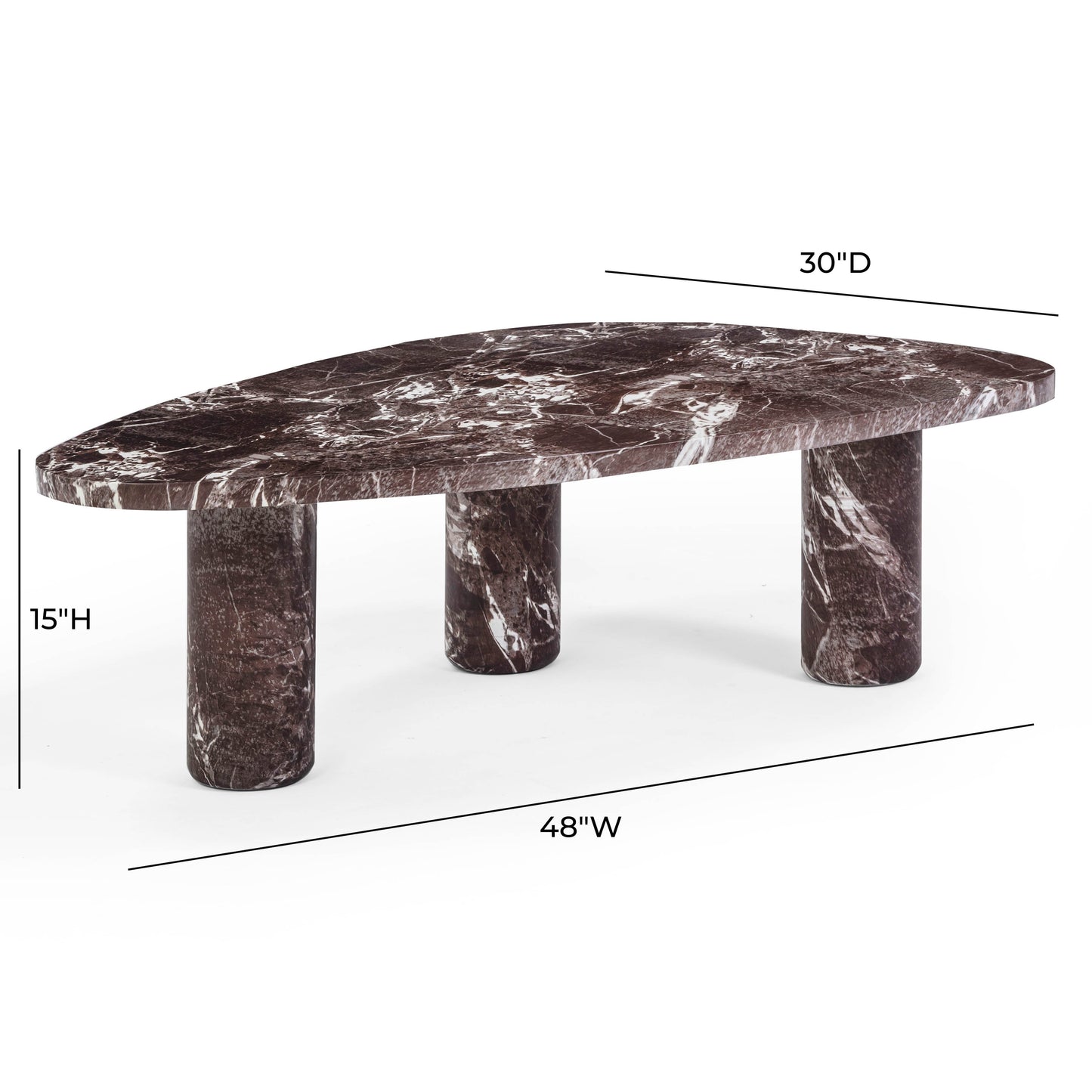 Libby Faux Red Levanto Marble Indoor/Outdoor Coffee Table (36"-48") Red Levanto 48" by Tov Furniture