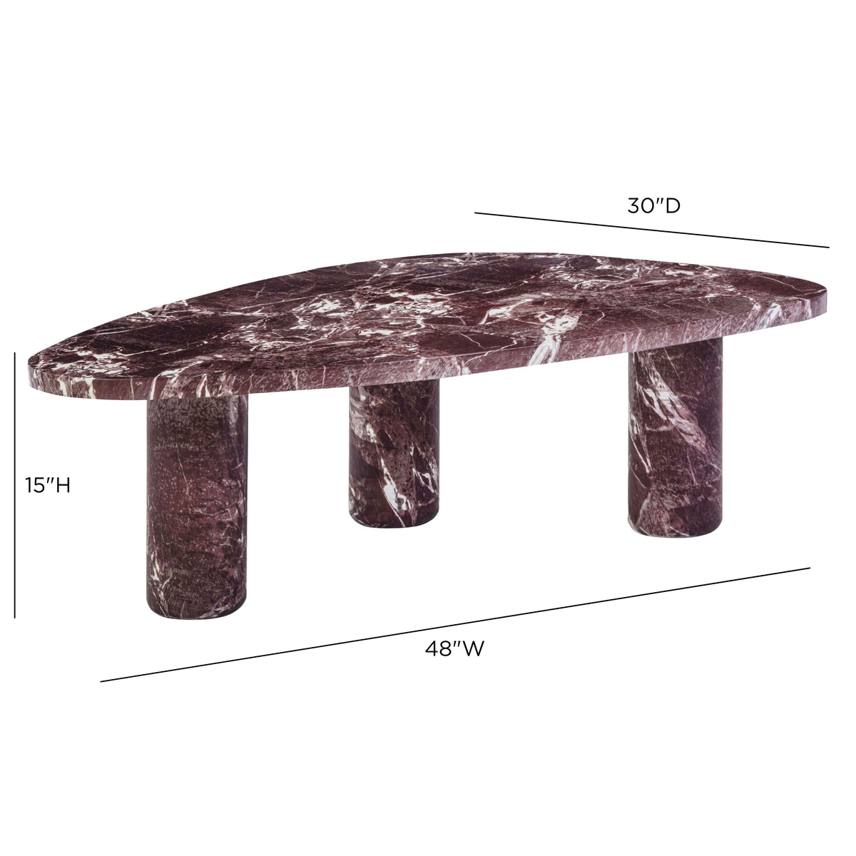 Libby 48" Faux Red Levanto Marble Indoor/Outdoor Coffee Table by TOV Furniture – photo 8 of 9