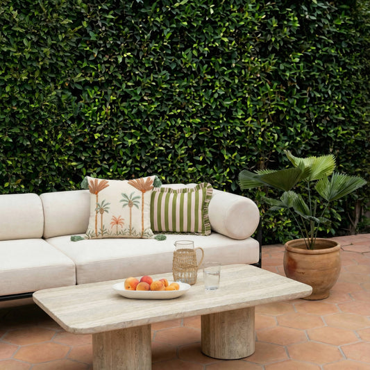 Tyche 55" Faux Travertine Indoor/Outdoor Concrete Rectangular Coffee Table by TOV Furniture – photo 2 of 9