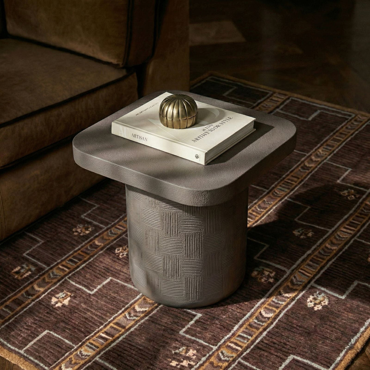 Suraya Dark Umber Concrete Side Table by TOV Furniture – photo 2 of 7