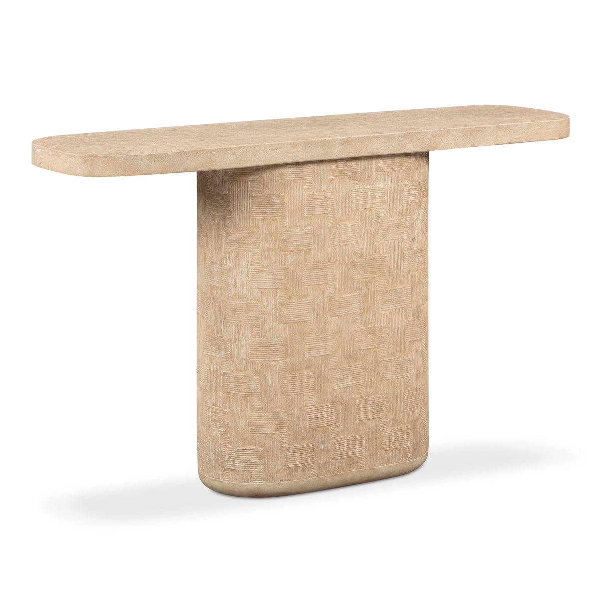 Suraya 55" Faux Travertine Concrete Console Table by TOV Furniture – photo 3 of 9