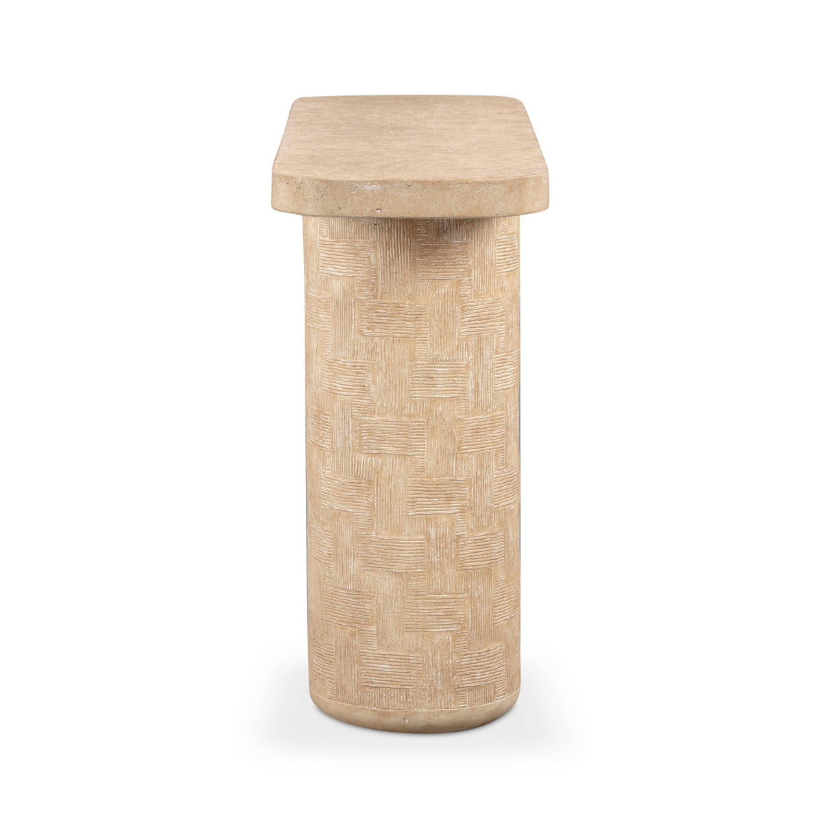 Suraya 55" Faux Travertine Concrete Console Table by TOV Furniture – photo 4 of 9