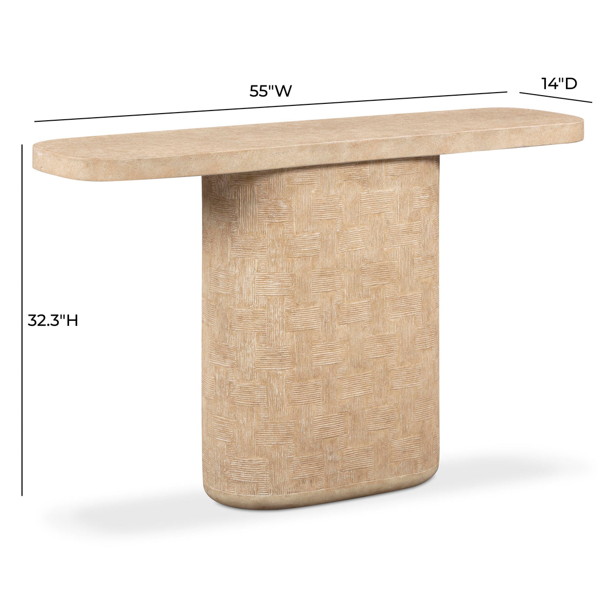Suraya 55" Faux Travertine Concrete Console Table by TOV Furniture – photo 8 of 9