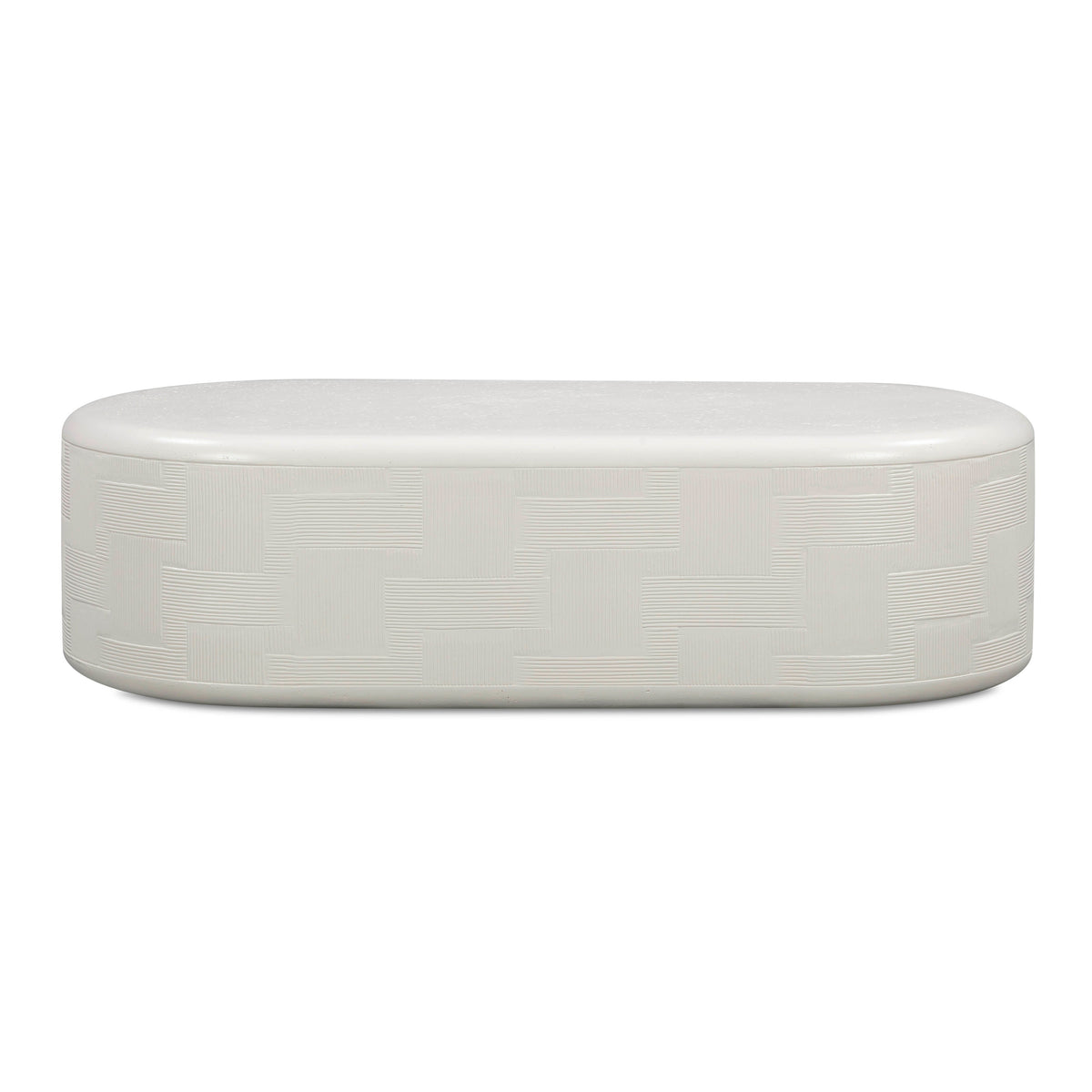Suraya 55.1" Ivory Concrete Rounded Coffee Table by TOV Furniture – photo 1 of 8