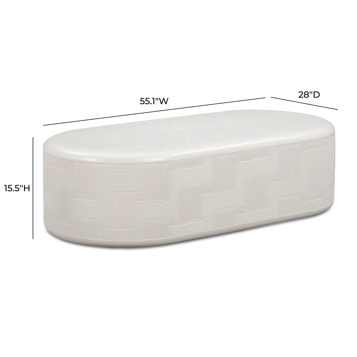 Suraya 55.1" Ivory Concrete Rounded Coffee Table by TOV Furniture – photo 7 of 8