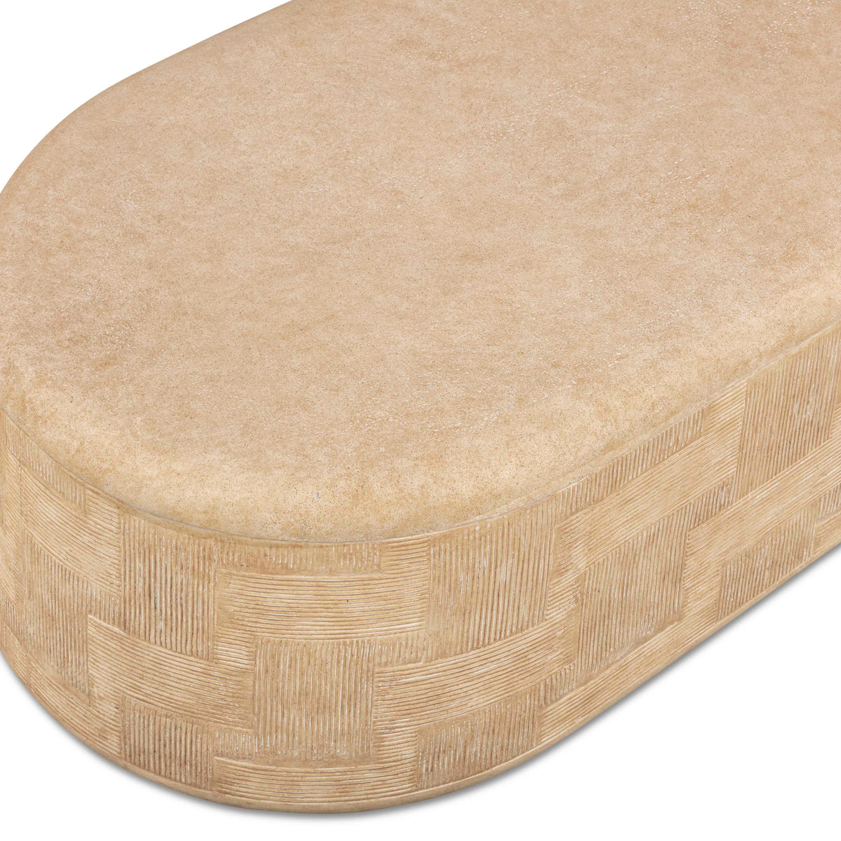 Suraya 55.1" Faux Travertine Concrete Rounded Coffee Table by TOV Furniture – photo 6 of 9