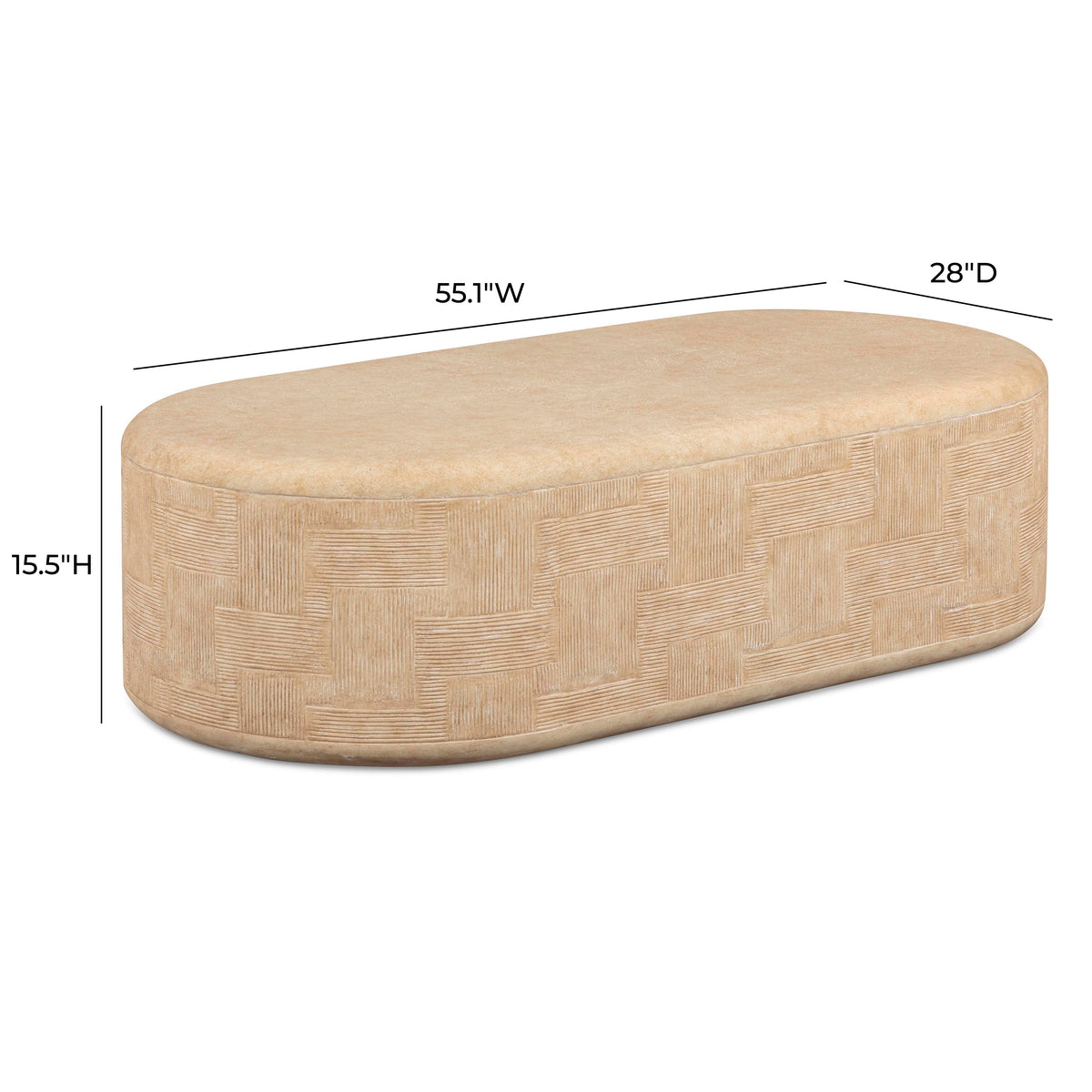 Suraya 55.1" Faux Travertine Concrete Rounded Coffee Table by TOV Furniture – photo 8 of 9