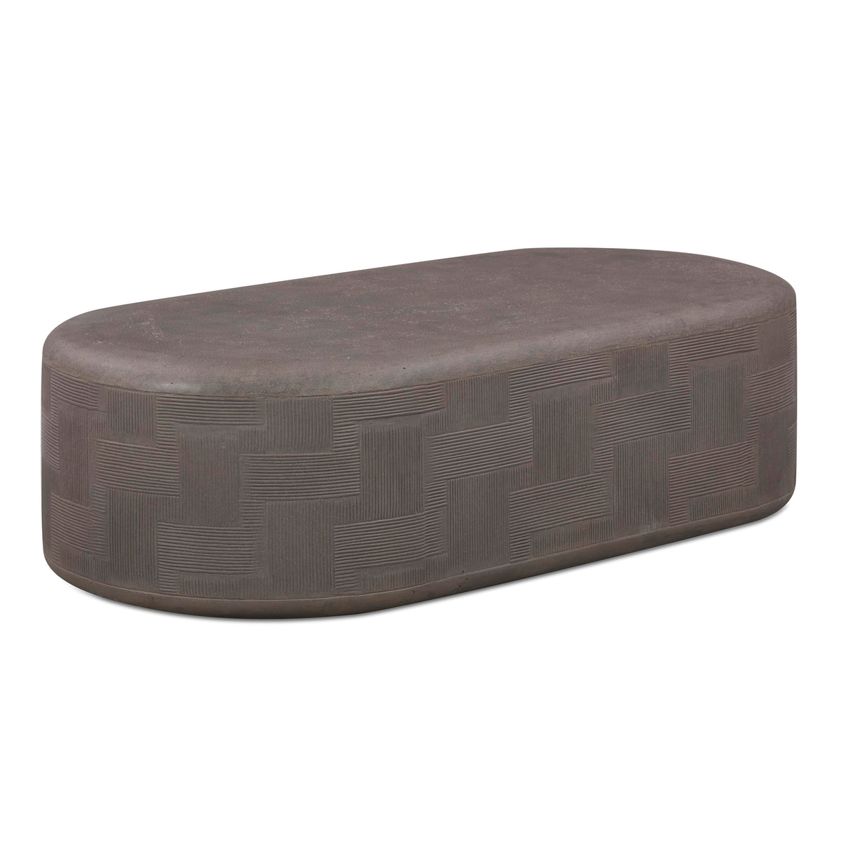Suraya 55.1" Dark Umber Concrete Rounded Coffee Table by TOV Furniture – photo 3 of 9