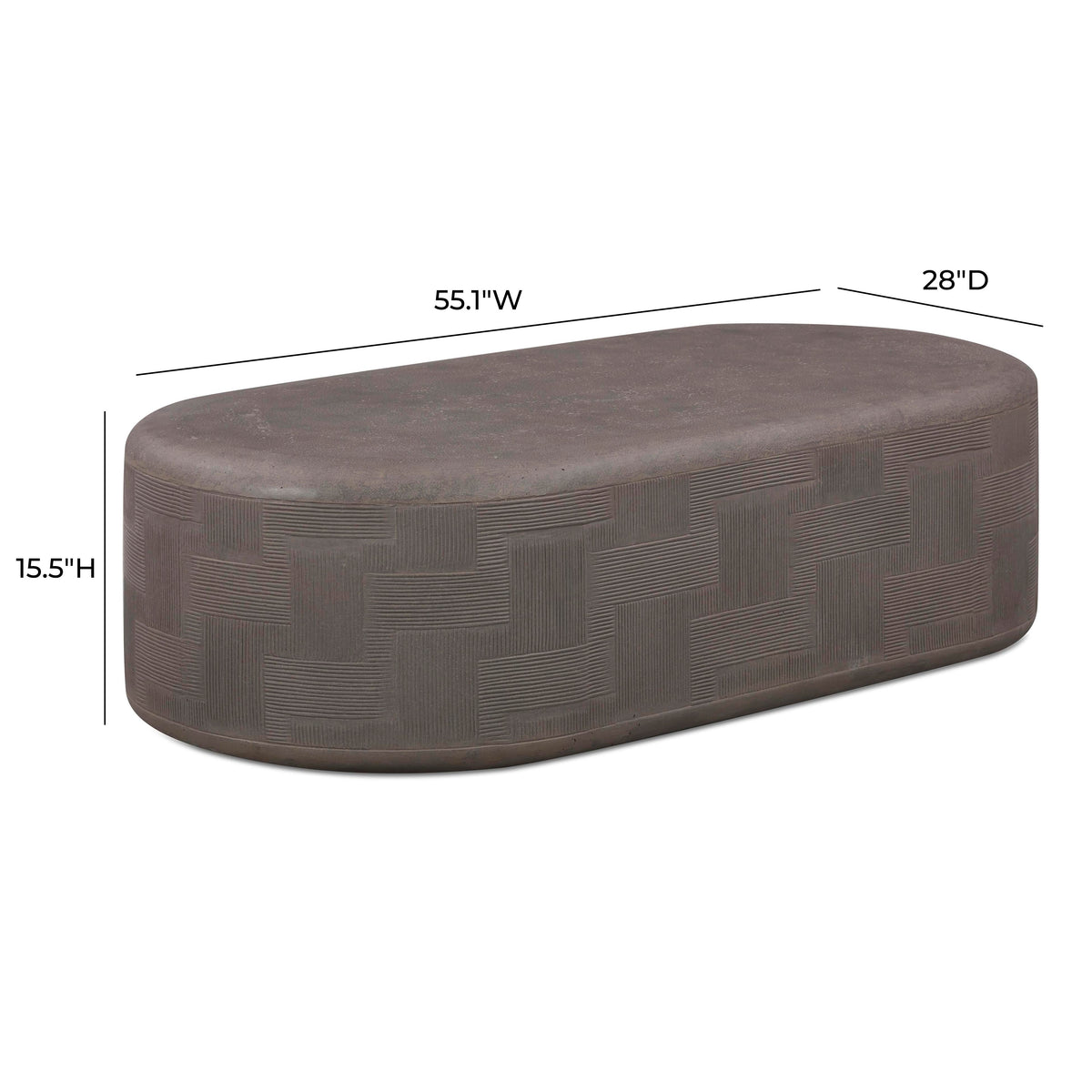Suraya 55.1" Dark Umber Concrete Rounded Coffee Table by TOV Furniture – photo 8 of 9