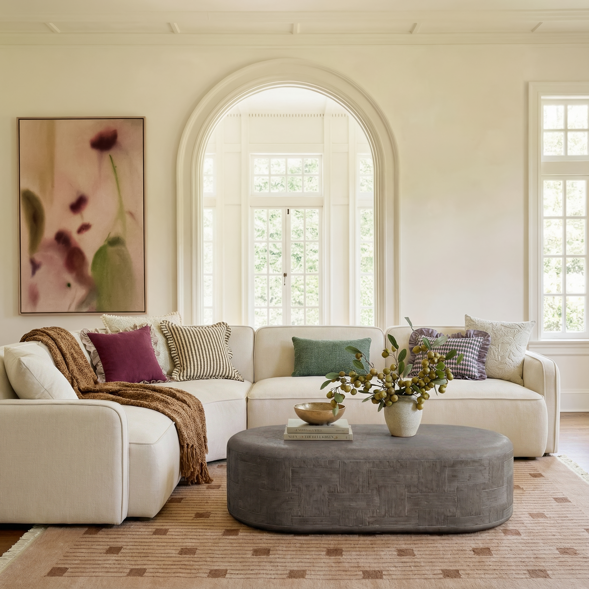 Suraya 55.1" Dark Umber Concrete Rounded Coffee Table by TOV Furniture – photo 2 of 9