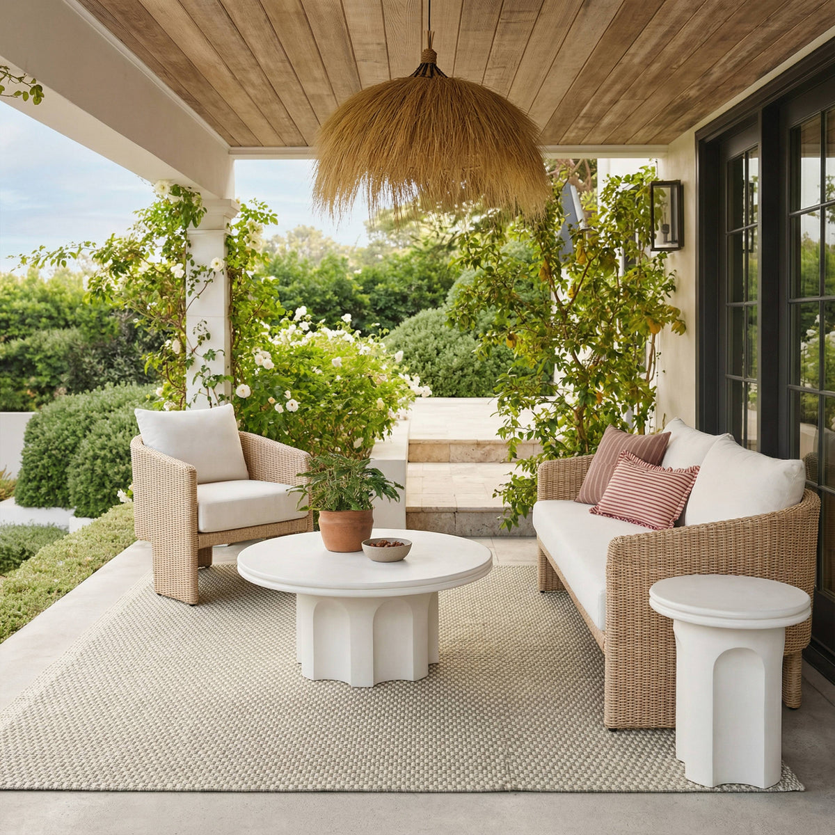 Cassandra 38" Ivory Indoor/Outdoor Concrete Round Coffee Table by TOV Furniture – photo 2 of 7