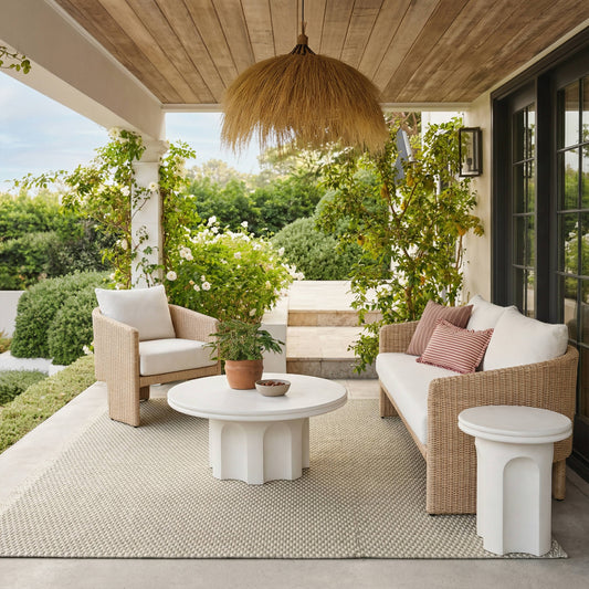 Cassandra 38" Ivory Indoor/Outdoor Concrete Round Coffee Table by TOV Furniture – photo 2 of 7