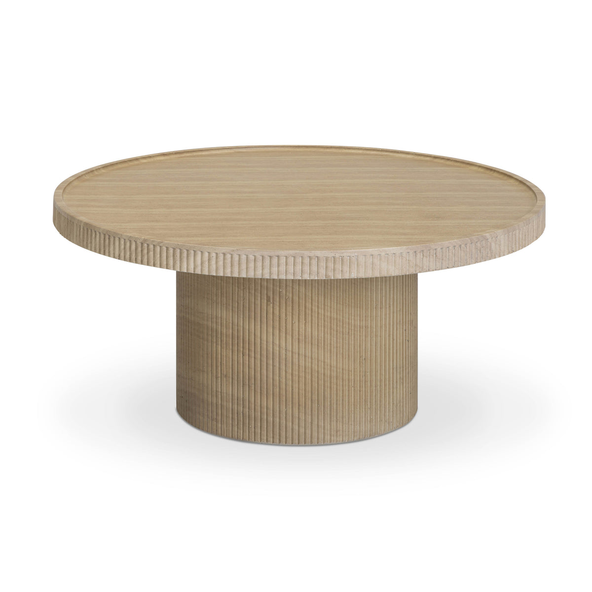 Darcy Faux Travertine Indoor/Outdoor Concrete Round Coffee Table by TOV Furniture – photo 1 of 9