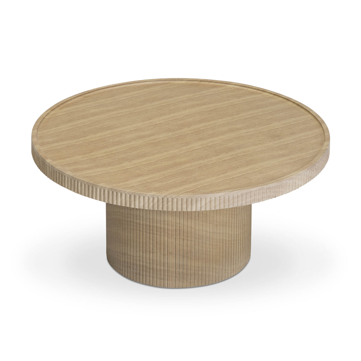 Darcy Faux Travertine Indoor/Outdoor Concrete Round Coffee Table by TOV Furniture – photo 4 of 9