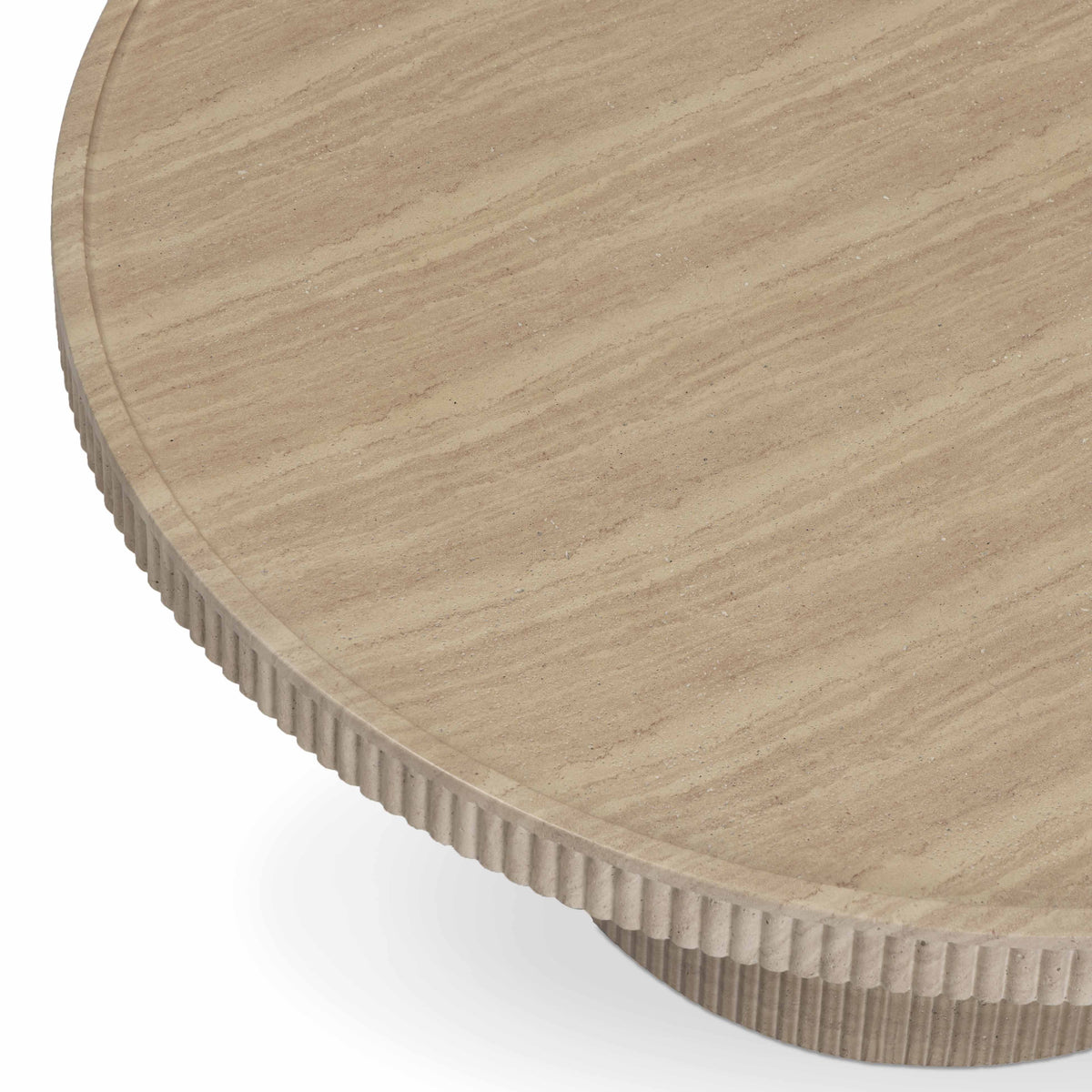 Darcy Faux Travertine Indoor/Outdoor Concrete Round Coffee Table by TOV Furniture – photo 5 of 9
