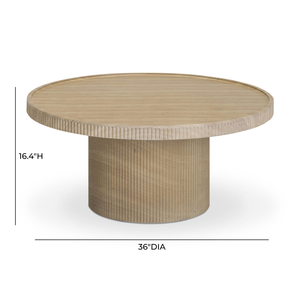 Darcy Faux Travertine Indoor/Outdoor Concrete Round Coffee Table by TOV Furniture – photo 8 of 9