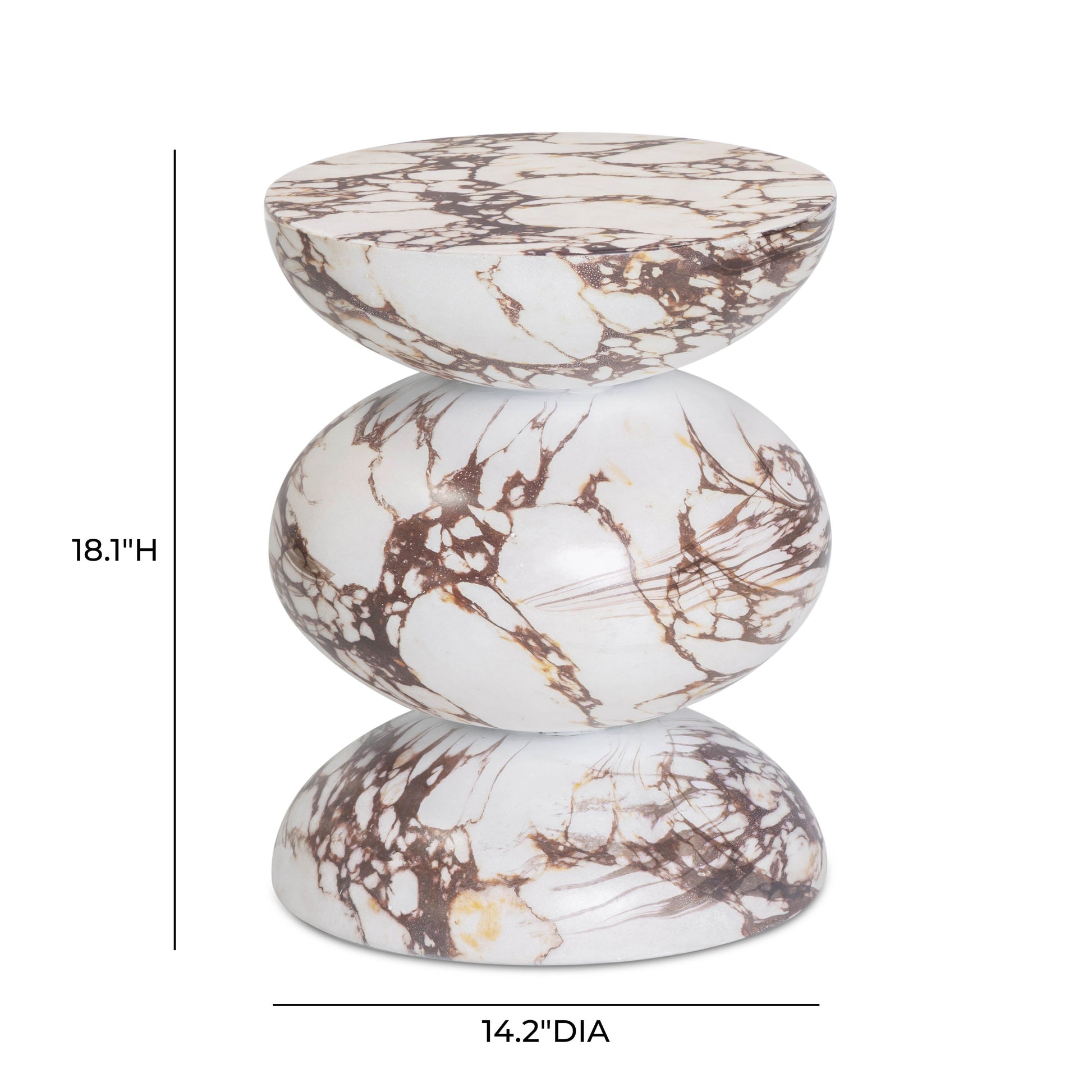 Pia Red Faux Marble Indoor/Outdoor Concrete Side Table Red Marble by Tov Furniture