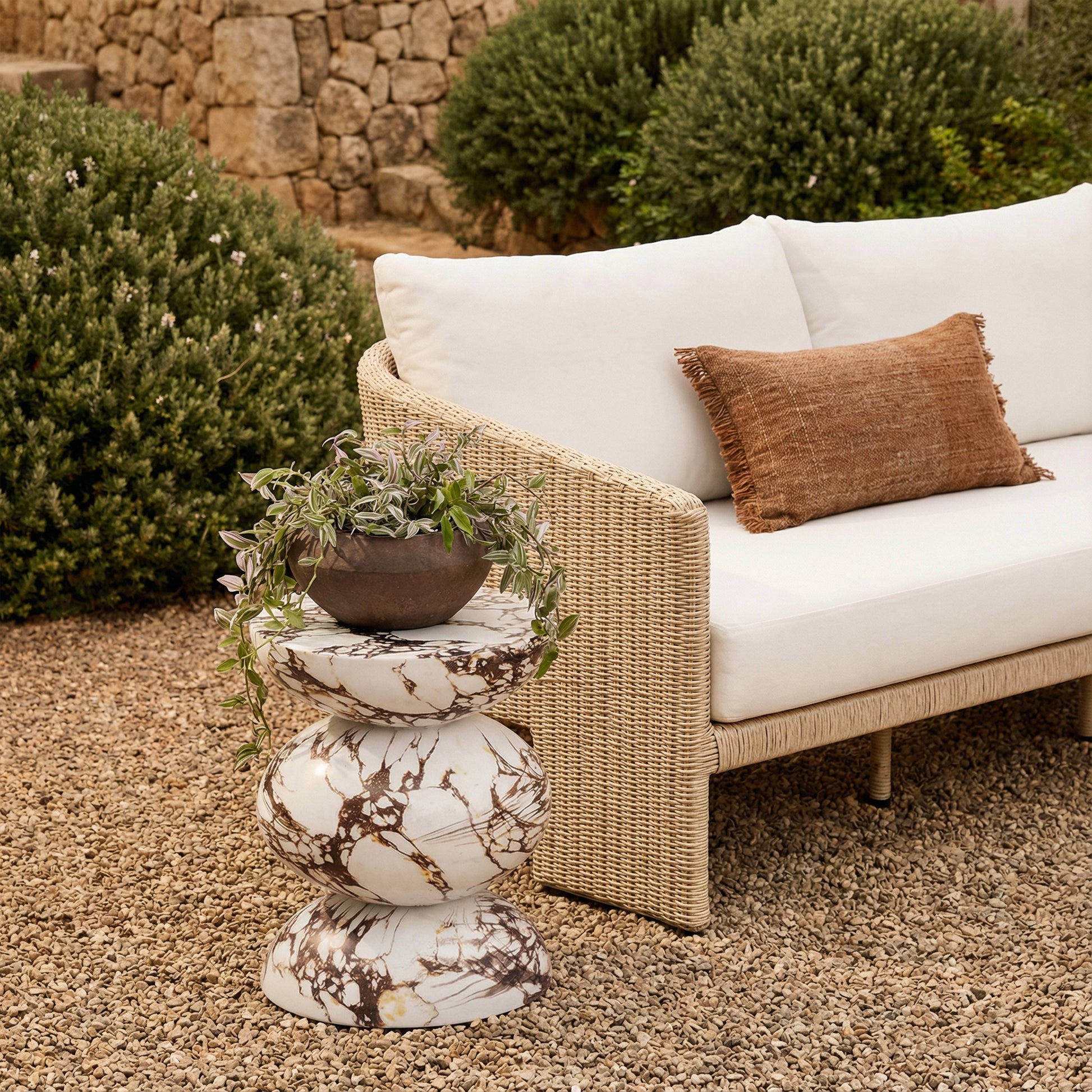 Pia Red Faux Marble Indoor/Outdoor Concrete Side Table Red Marble by Tov Furniture