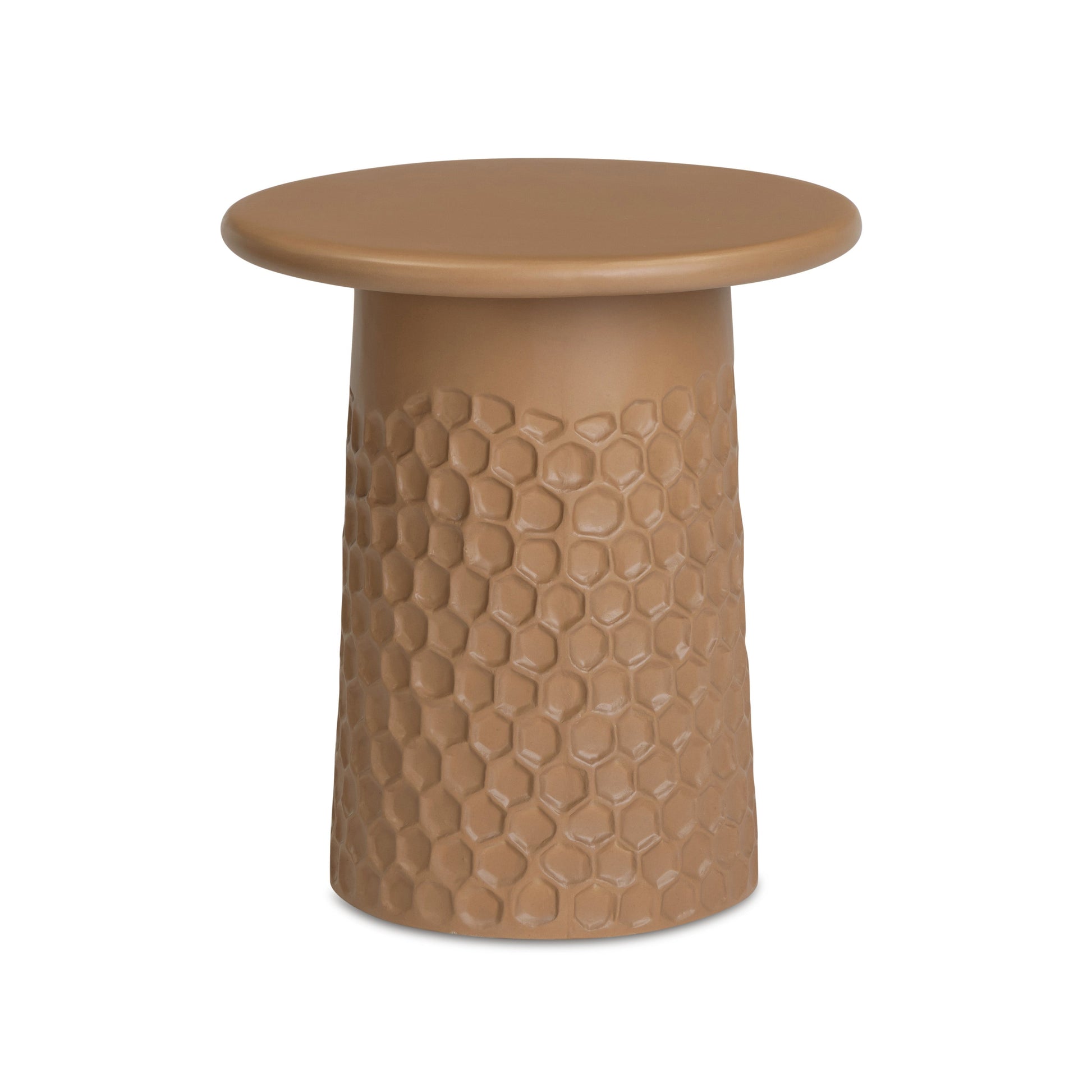 Hessa Indoor/Outdoor Concrete Chiseled Side Table Terracotta by Tov Furniture