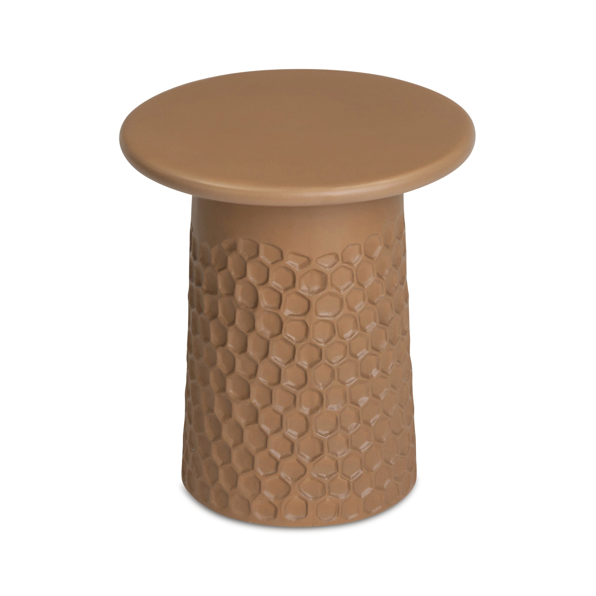 Hessa Indoor/Outdoor Concrete Chiseled Side Table Terracotta by Tov Furniture