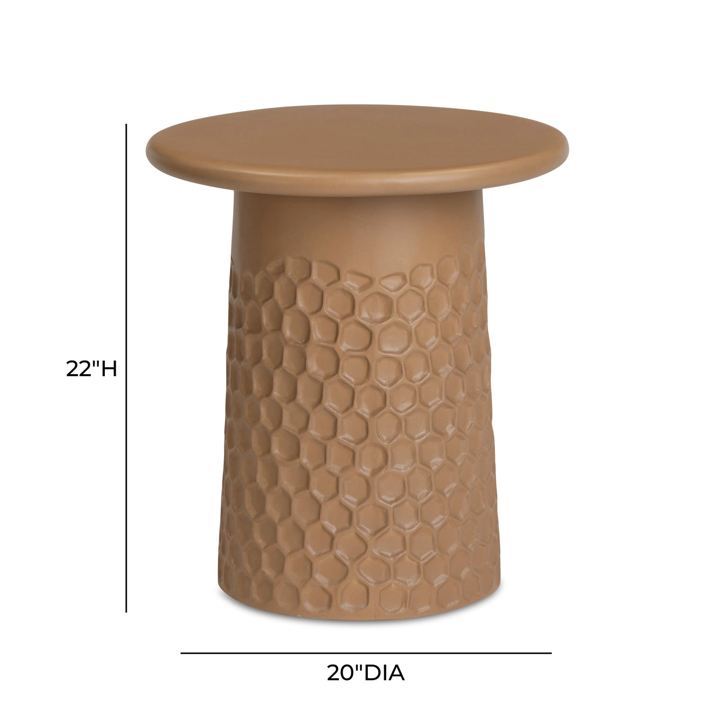 Hessa Indoor/Outdoor Concrete Chiseled Side Table Terracotta by Tov Furniture