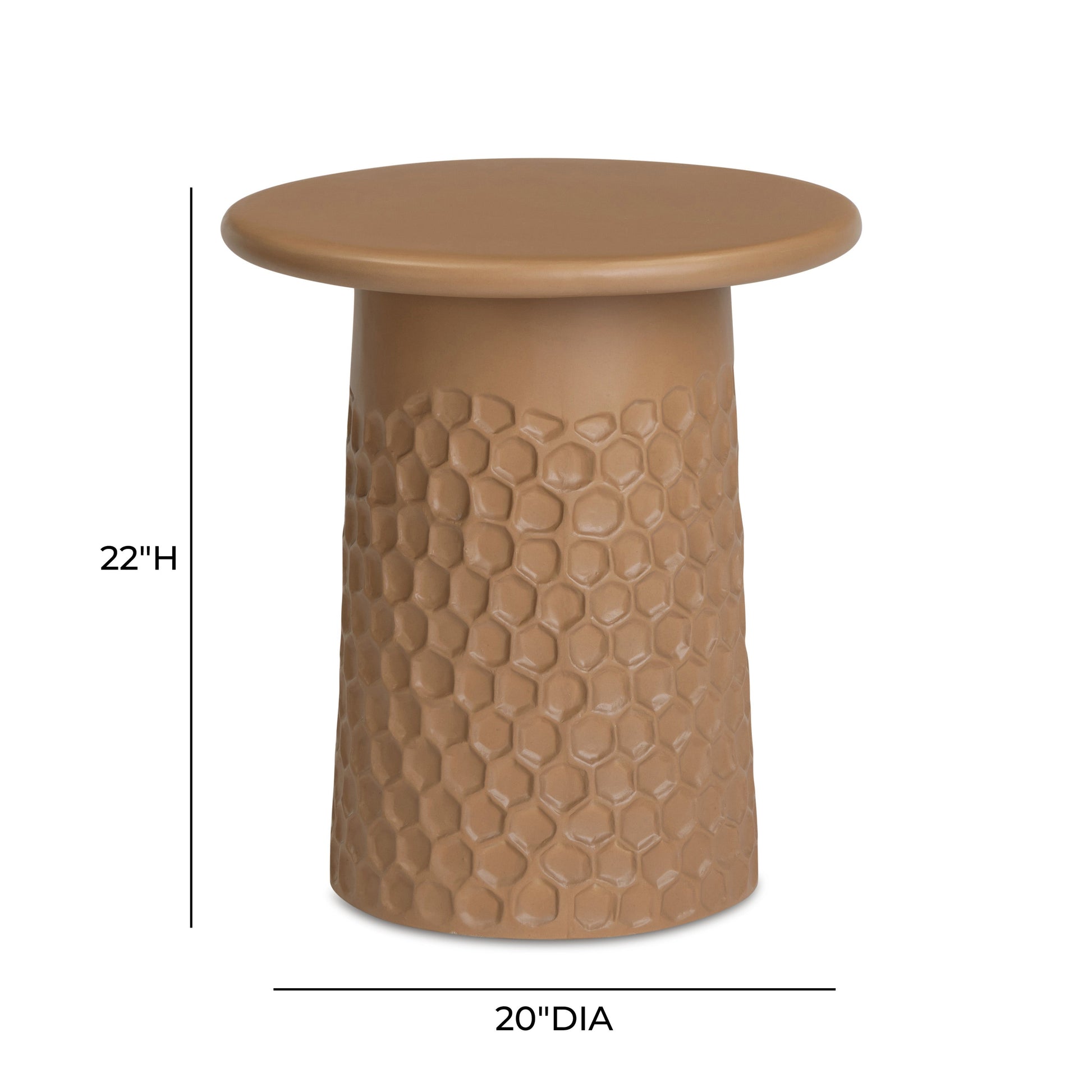 Hessa Indoor/Outdoor Concrete Chiseled Side Table Terracotta by Tov Furniture