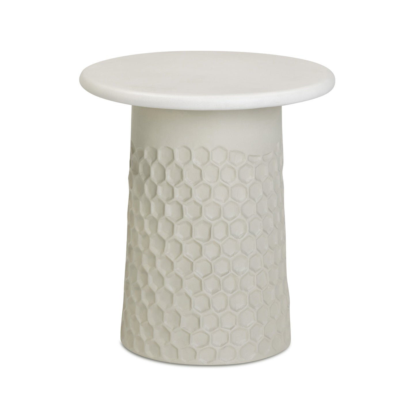 Hessa Indoor/Outdoor Concrete Chiseled Side Table Antique White by Tov Furniture