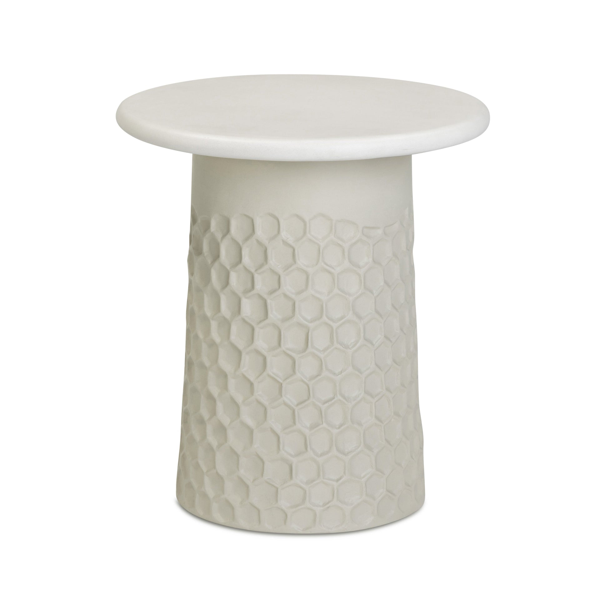 Hessa Indoor/Outdoor Concrete Chiseled Side Table Antique White by Tov Furniture
