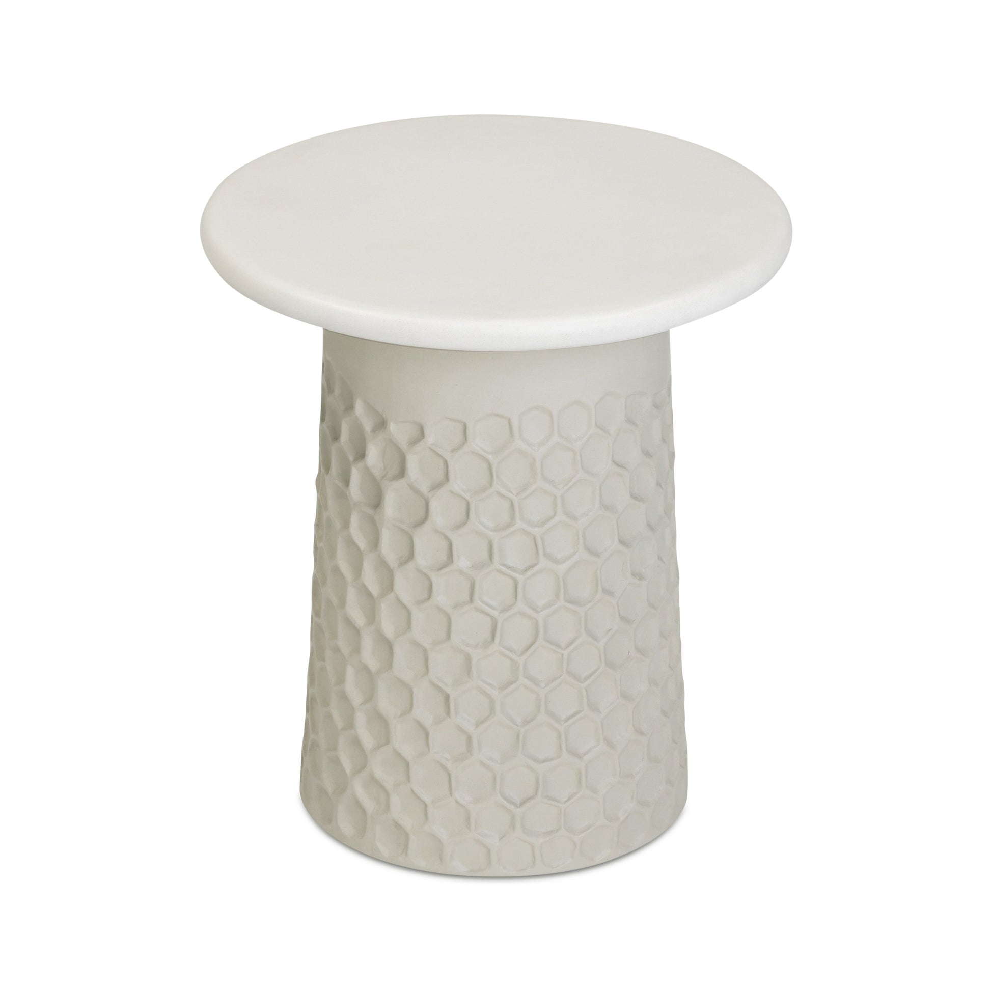 Hessa Indoor/Outdoor Concrete Chiseled Side Table Antique White by Tov Furniture