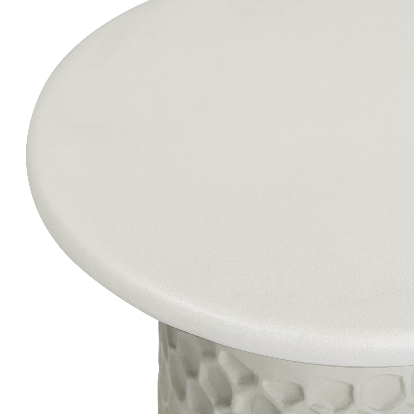Hessa Indoor/Outdoor Concrete Chiseled Side Table Antique White by Tov Furniture