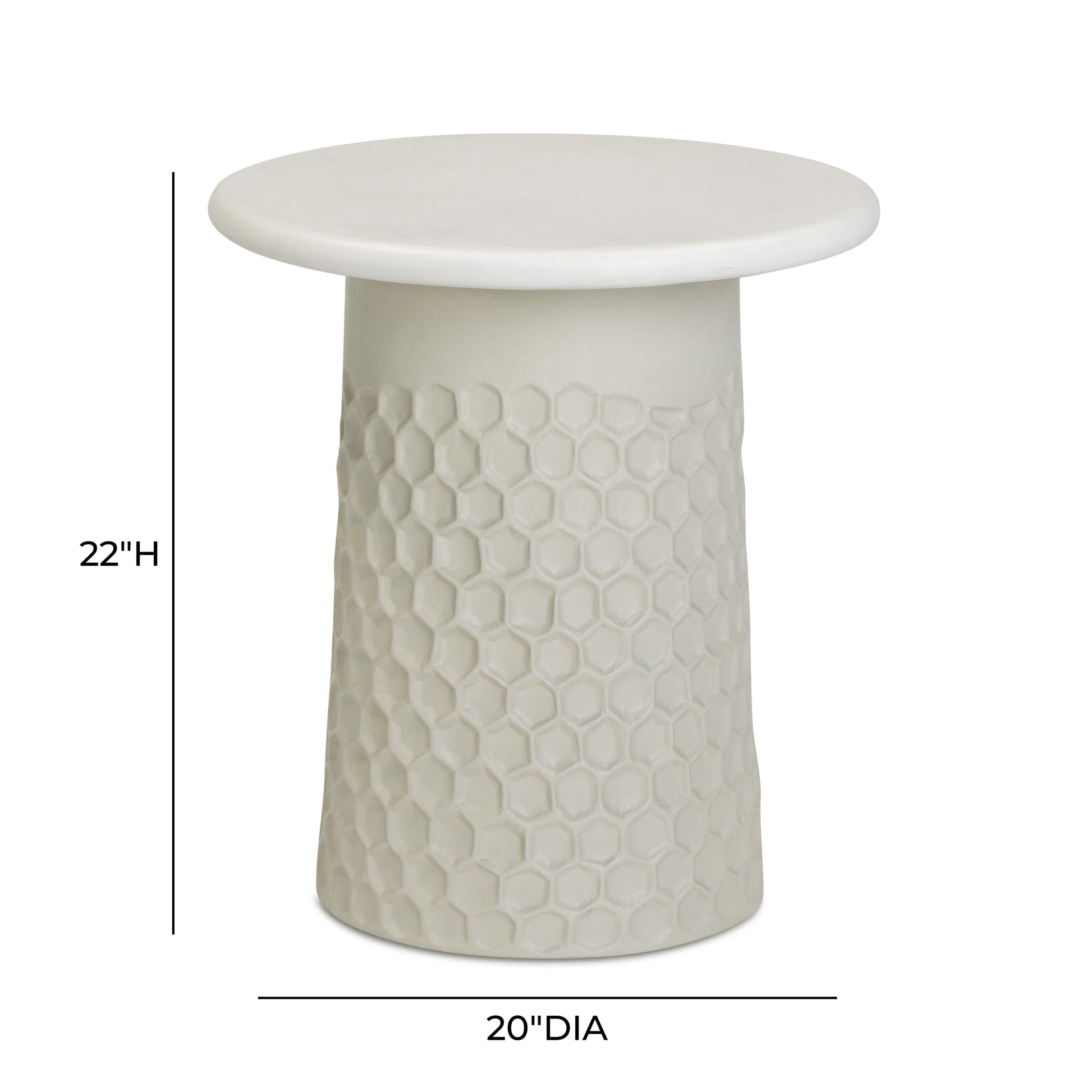 Hessa Indoor/Outdoor Concrete Chiseled Side Table Antique White by Tov Furniture