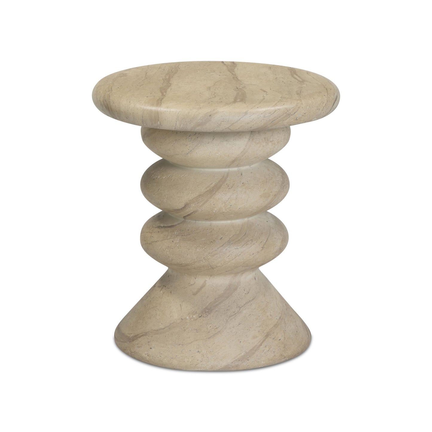 Hyre Faux Travertine Indoor/Outdoor Concrete Side Table Travertine by Tov Furniture