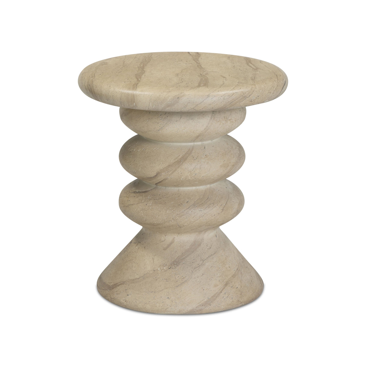 Hyre Faux Travertine Indoor/Outdoor Concrete Side Table by TOV Furniture – photo 1 of 9