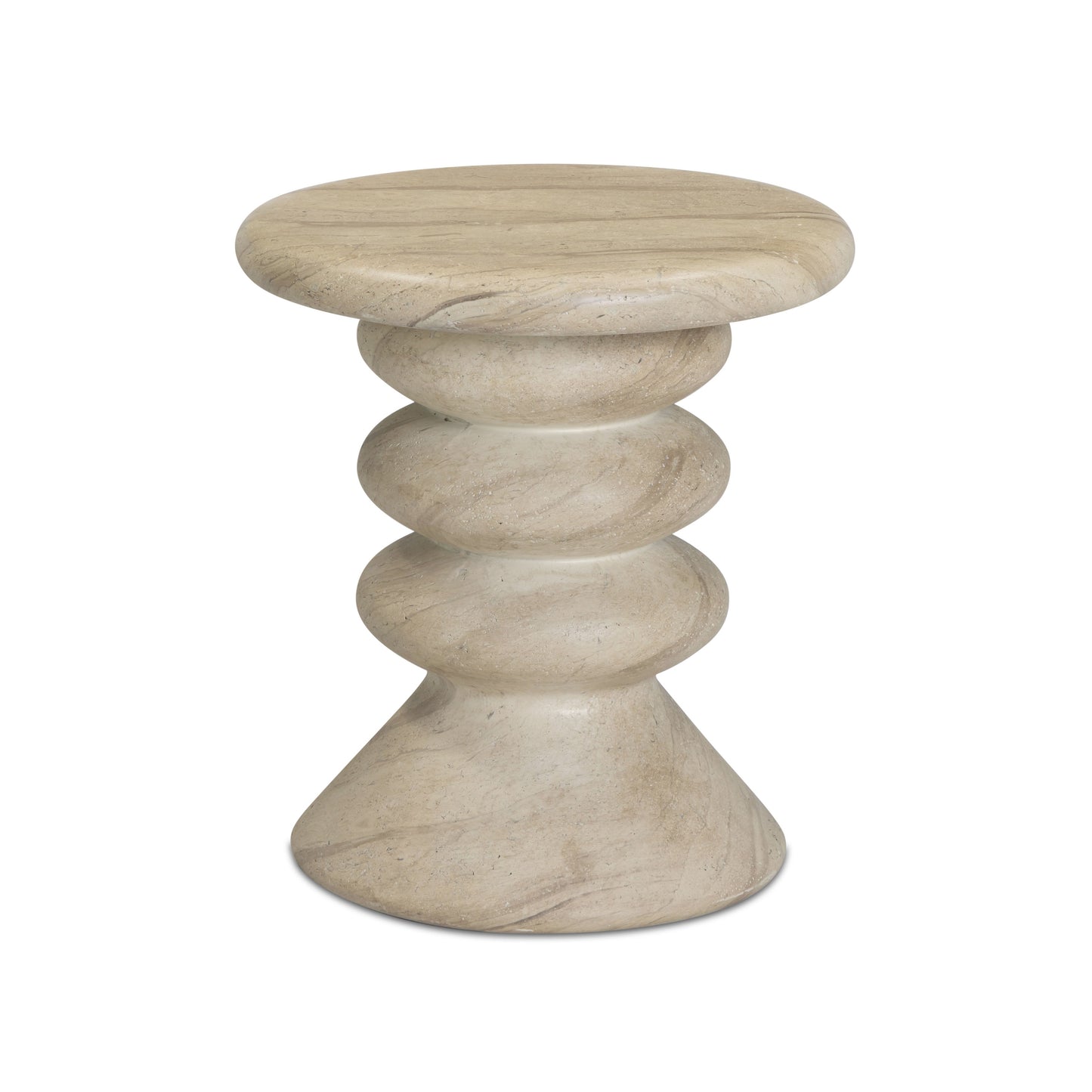 Hyre Faux Travertine Indoor/Outdoor Concrete Side Table Travertine by Tov Furniture